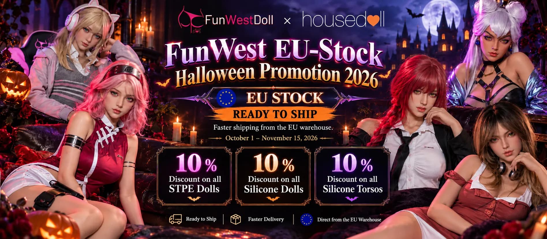 FunWest Halloween-Aktion 2026 | housedoll 10% EU Stock  