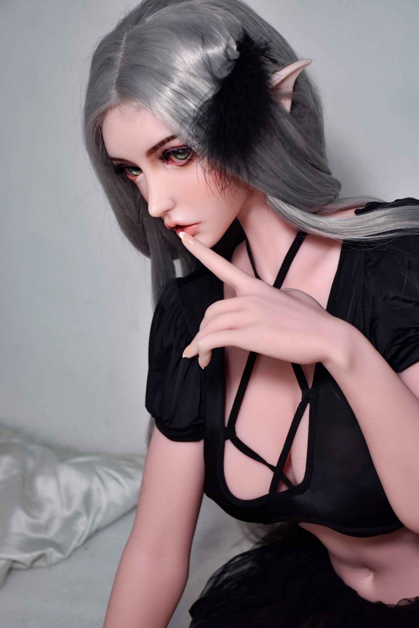 Elsa Babe Suzuki Chiyo - Silikon Anime Sexpuppe mit silber-grauem Haar - 6