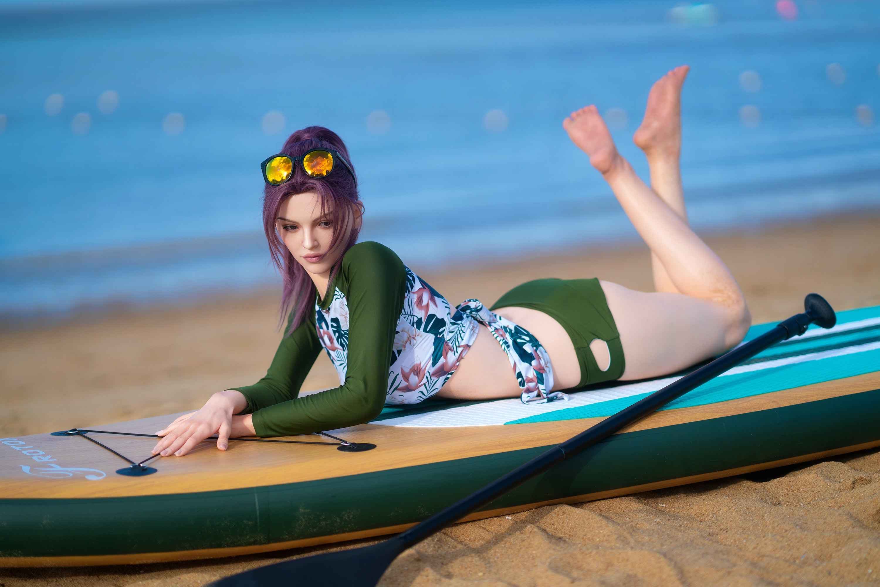 Zelex Erika - Premium Silikon Sexpuppe mit violett-rotem Haar - 12