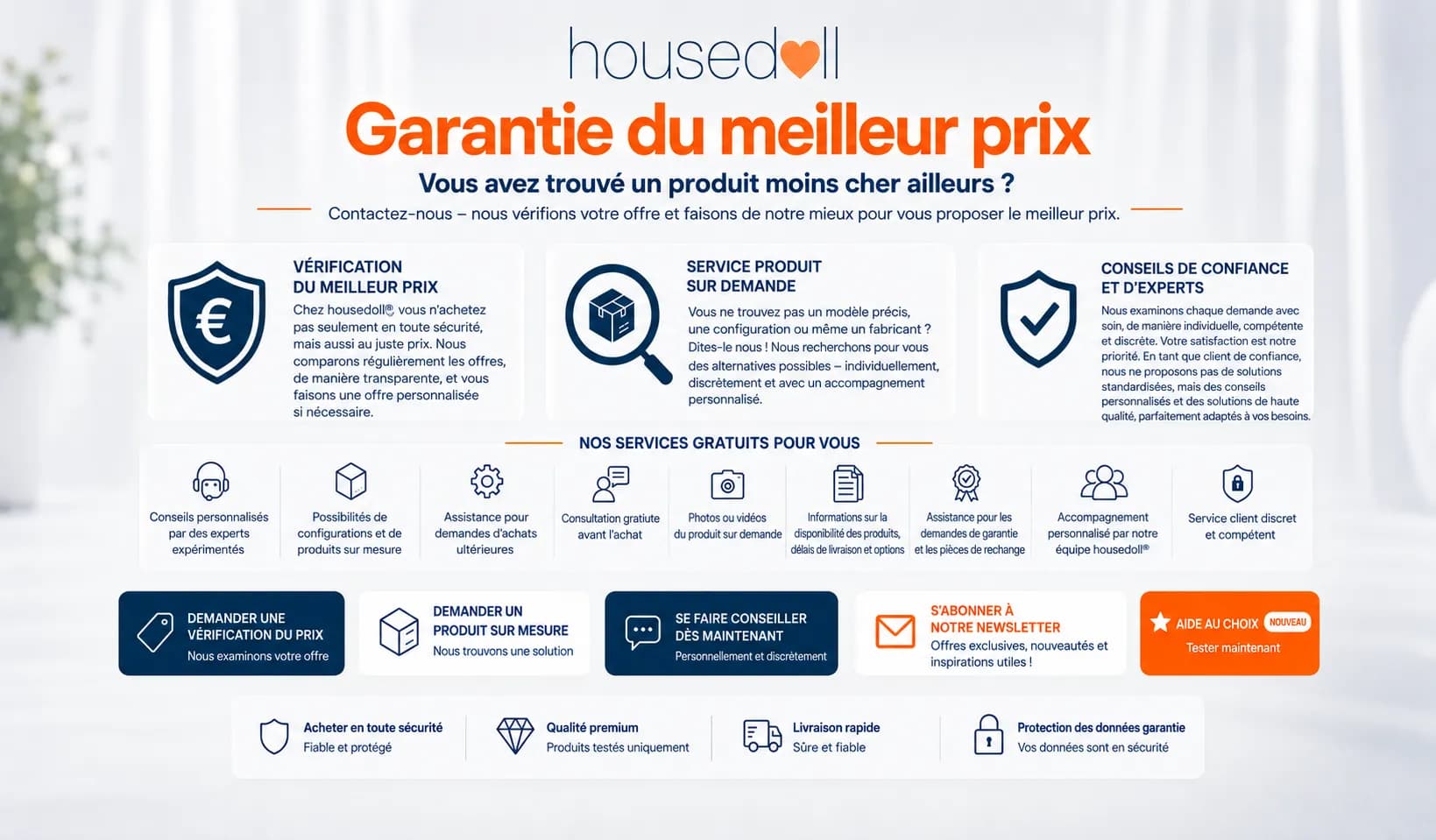 Garantie du meilleur prix et aperçu des services de housedoll 2026