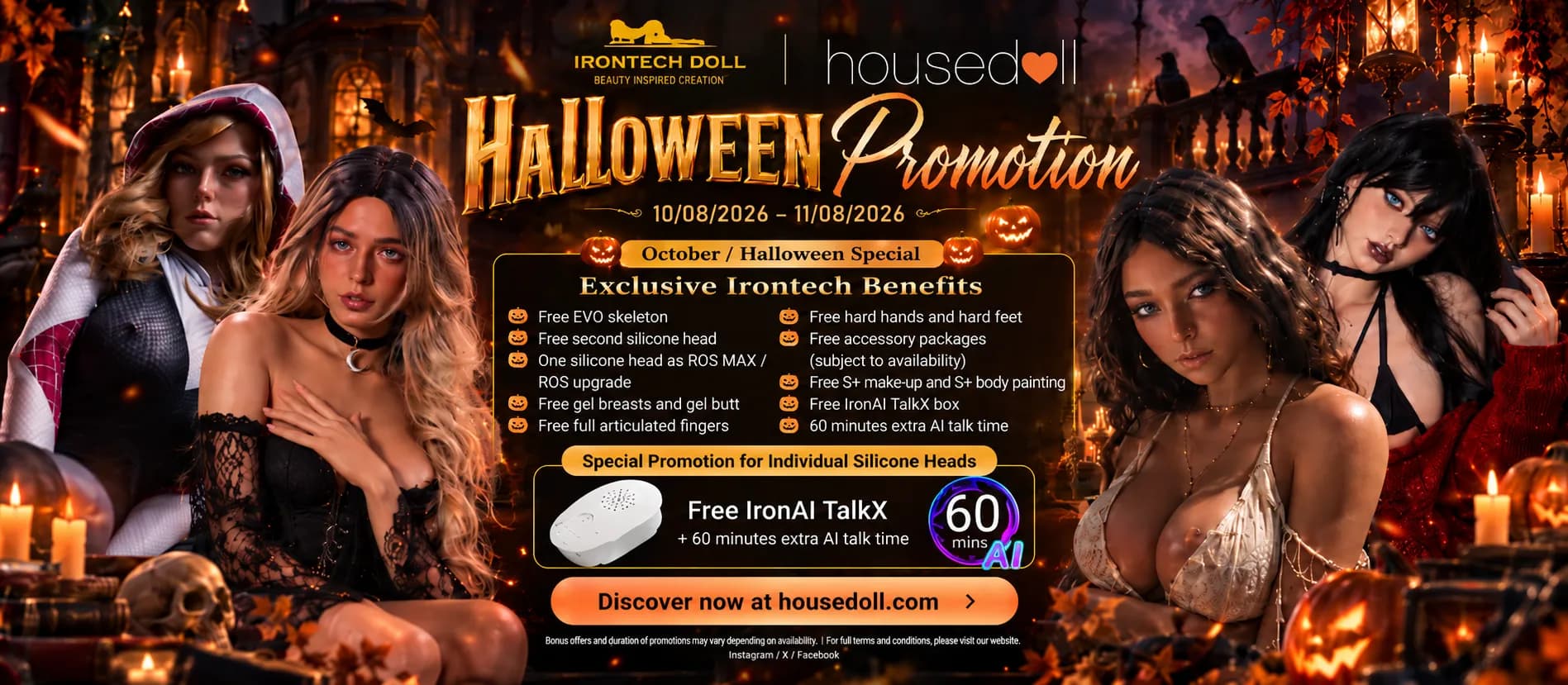Irontech Halloween Special 2026 mit exklusiven Gratis-Optionen und IronAI TalkX Bonus – gültig vom 08.10. bis 08.11.2026.