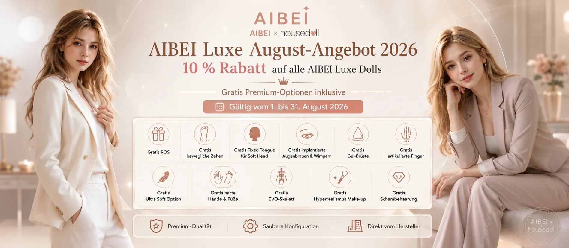 AIBEI Luxe August-Angebot Gratis Premium-Optionen
