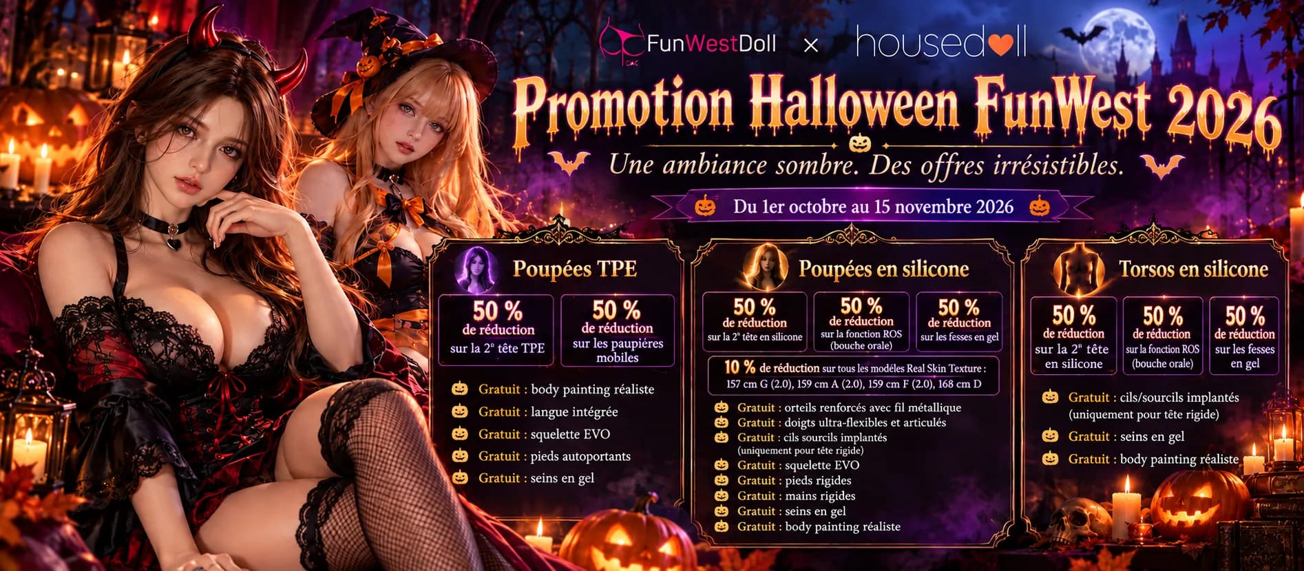 FunWest Halloween-Aktion 2026 | housedoll 50% Aktionen