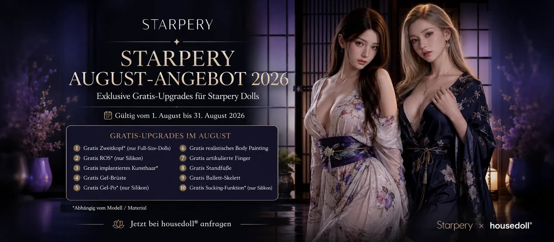Starpery August-Angebot 2026 – Gratis-Upgrades für Starpery Dolls