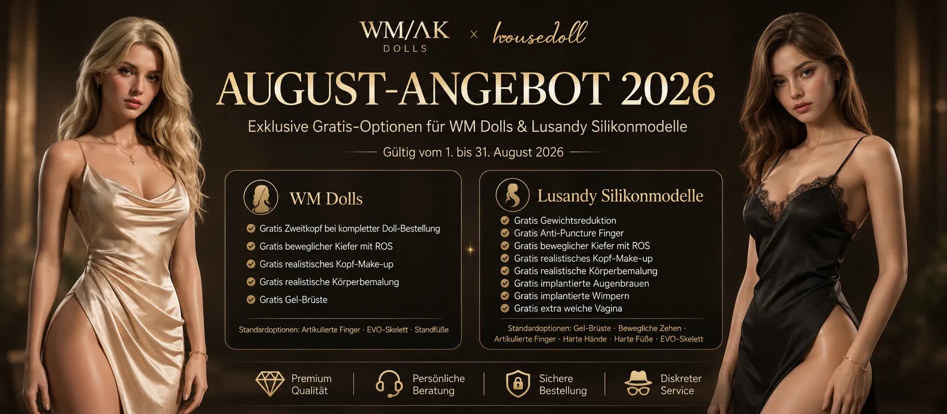 WM / AK August-Angebot – Gratis-Optionen für WM Dolls und Lusandy Silikonmodelle